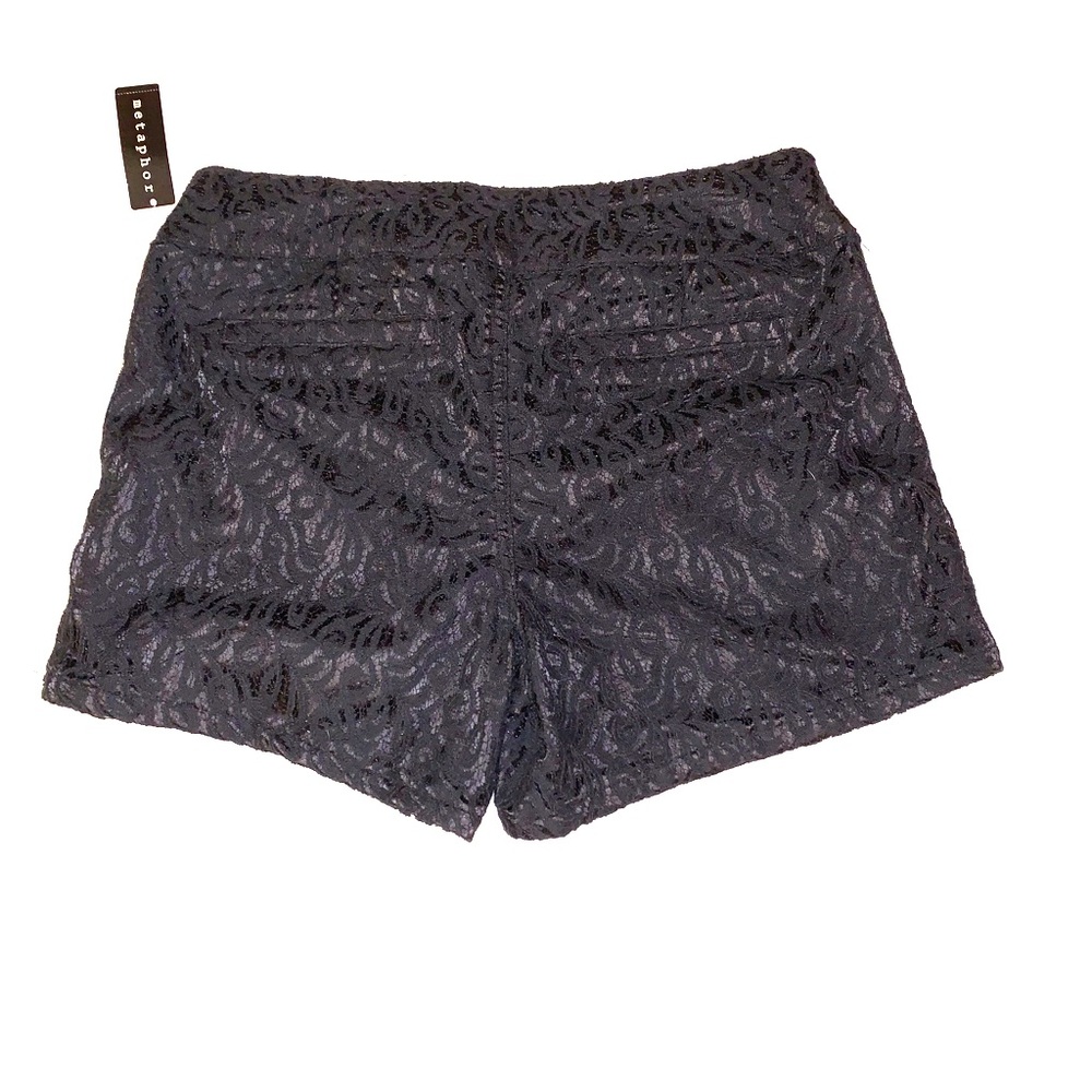 Black shorts with lace overlay